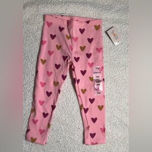 Pink Heart Patterned Kids Leggings